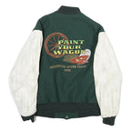 NIELLA CUSTOM DESIGN Mens Green & White Paint Your Wagon Wool Jacket L Button