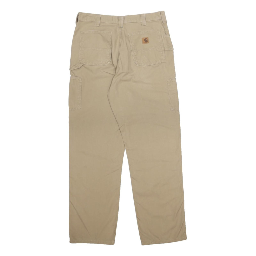 CARHARTT Mens Cotton Beige Regular Straight Trousers W36 L34 Workwear Utility