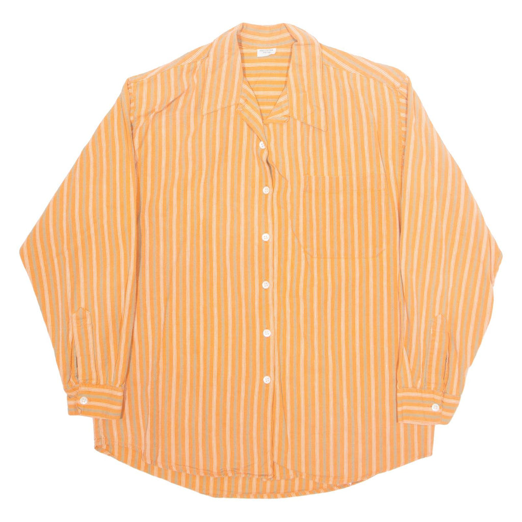 Womens Printed Shirt Orange Collared Long Sleeve 90s Striped M