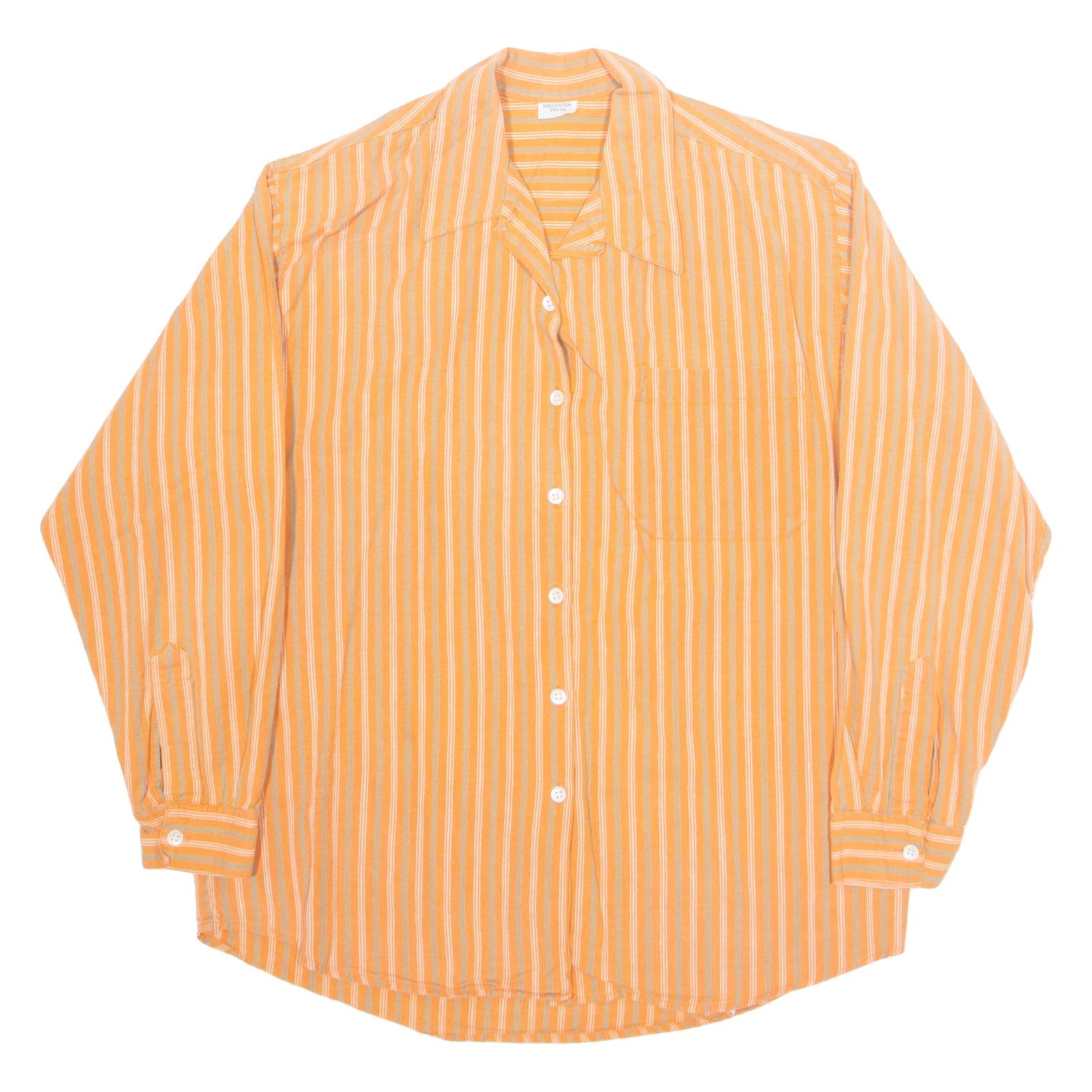 Womens Printed Shirt Orange Collared Long Sleeve 90s Striped M