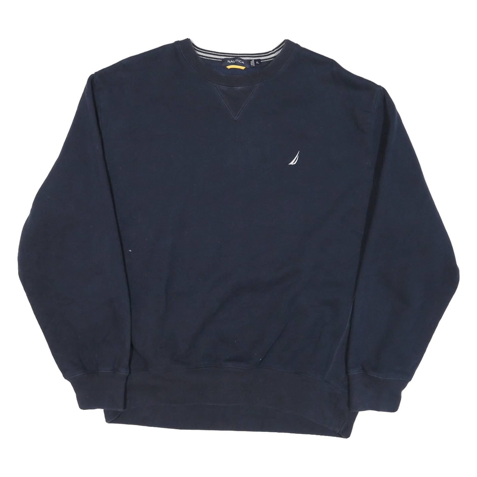 NAUTICA Mens Navy Blue Cotton Blend Crew Neck XL Classic Logo Sweatshirt