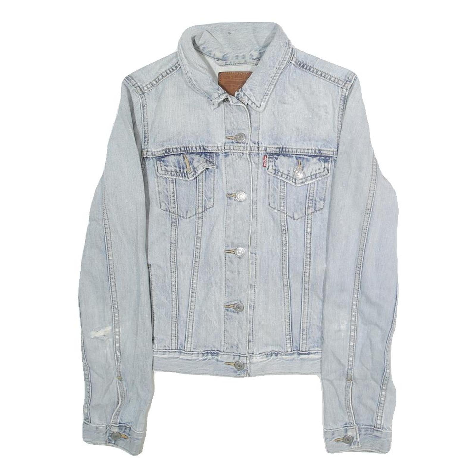 LEVI'S Womens Blue Denim Jacket M Cotton Plain Button Closure Casual Outerwear