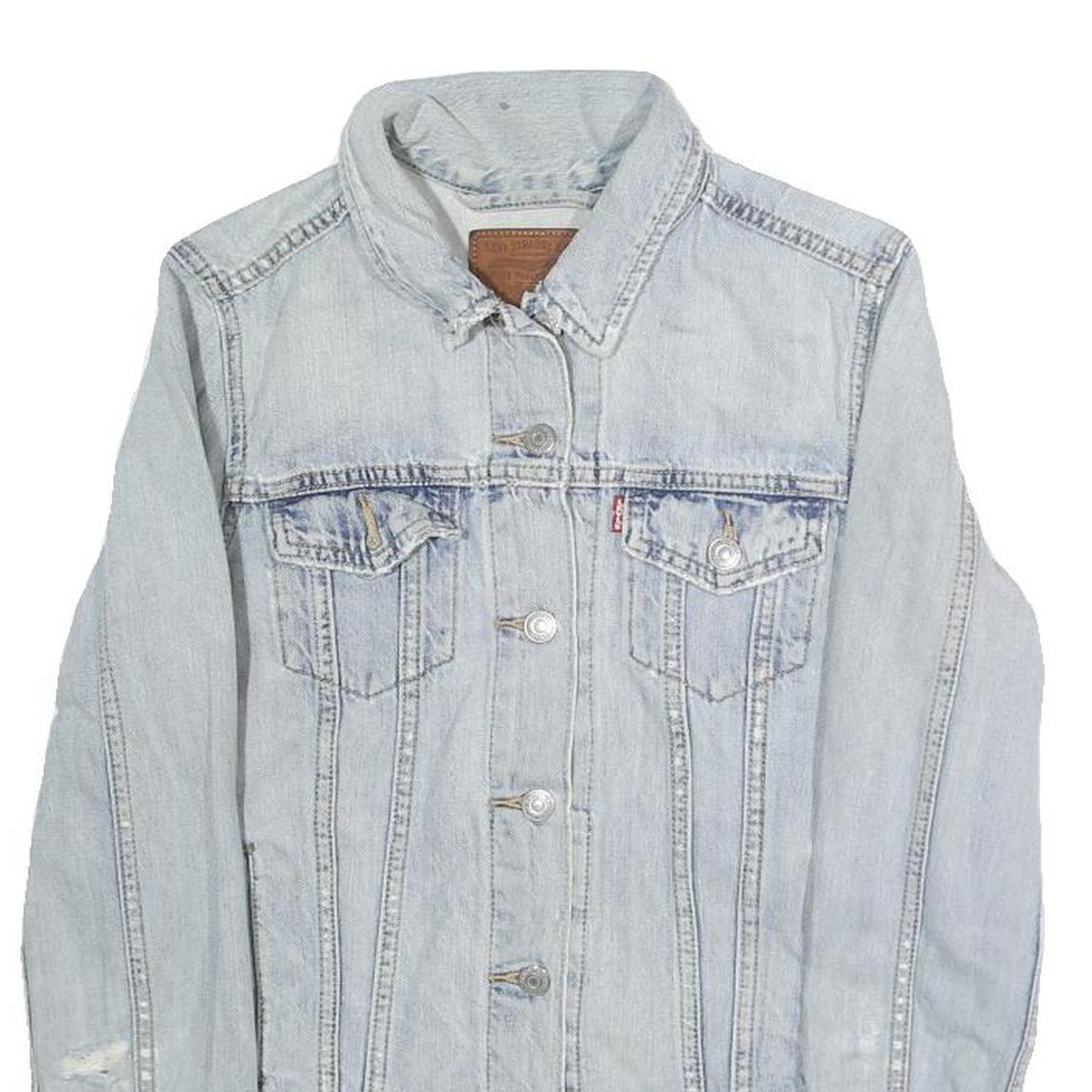 LEVI'S Womens Blue Denim Jacket M Cotton Plain Button Closure Casual Outerwear