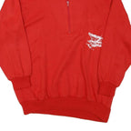 Mens Red Sweatshirt Pullover L 1/4 Zip Casual Graphic Print Soft Polyester