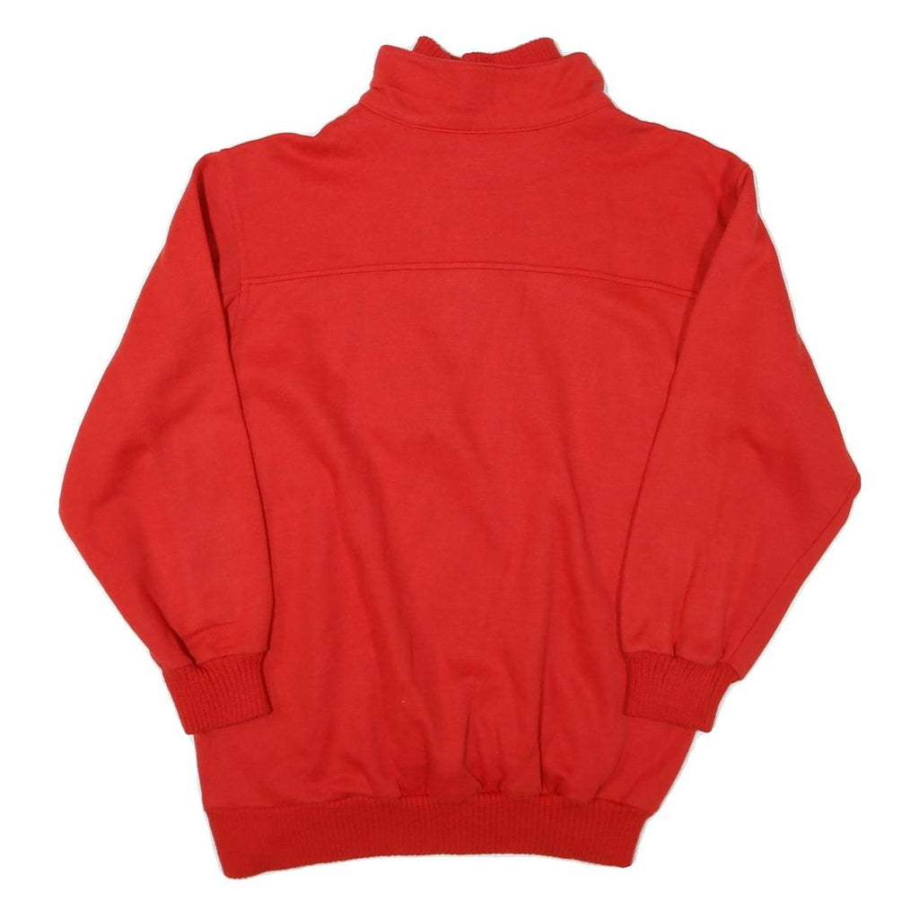 Mens Red Sweatshirt Pullover L 1/4 Zip Casual Graphic Print Soft Polyester