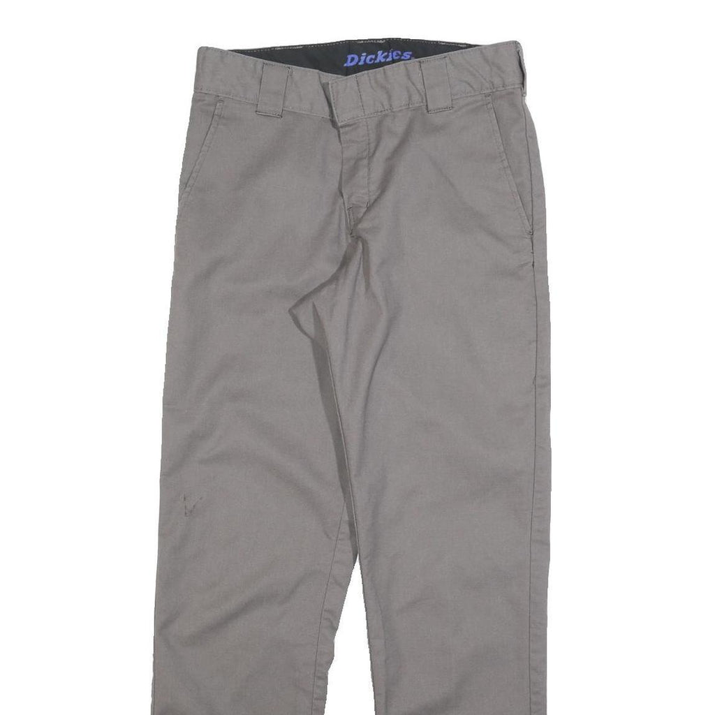 DICKIES Mens Cotton Slim Grey Trousers W30 L32 Workwear Casual Zip Closure