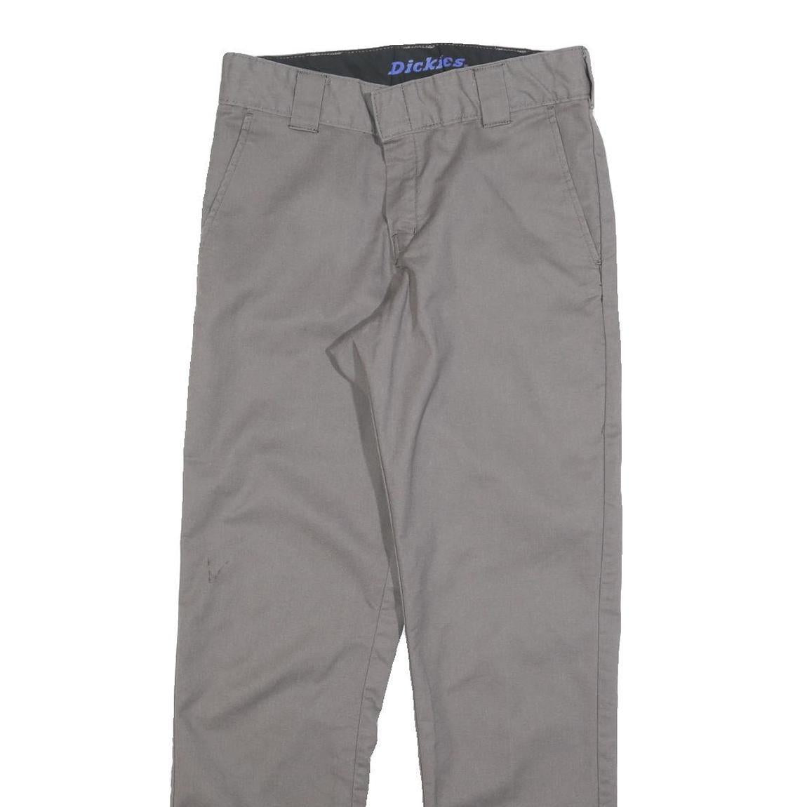 DICKIES Mens Cotton Slim Grey Trousers W30 L32 Workwear Casual Zip Closure