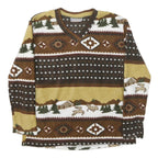 AMERICAN SPIRIT Womens Brown & Beige Patterned V-Neck Chunky Knit L Winter