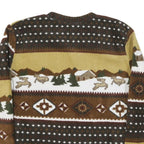 AMERICAN SPIRIT Womens Brown & Beige Patterned V-Neck Chunky Knit L Winter