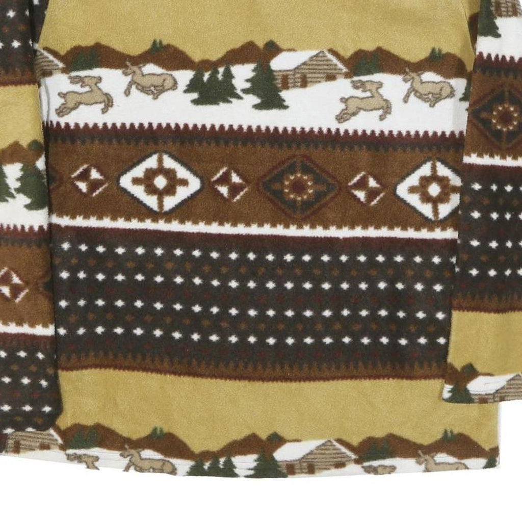 AMERICAN SPIRIT Womens Brown & Beige Patterned V-Neck Chunky Knit L Winter