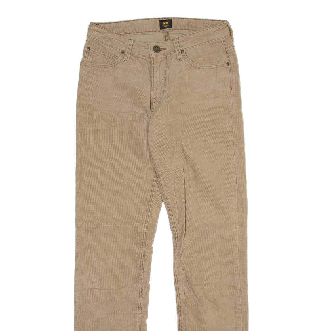 LEE Womens Corduroy Trousers Beige Regular Tapered W26 L30