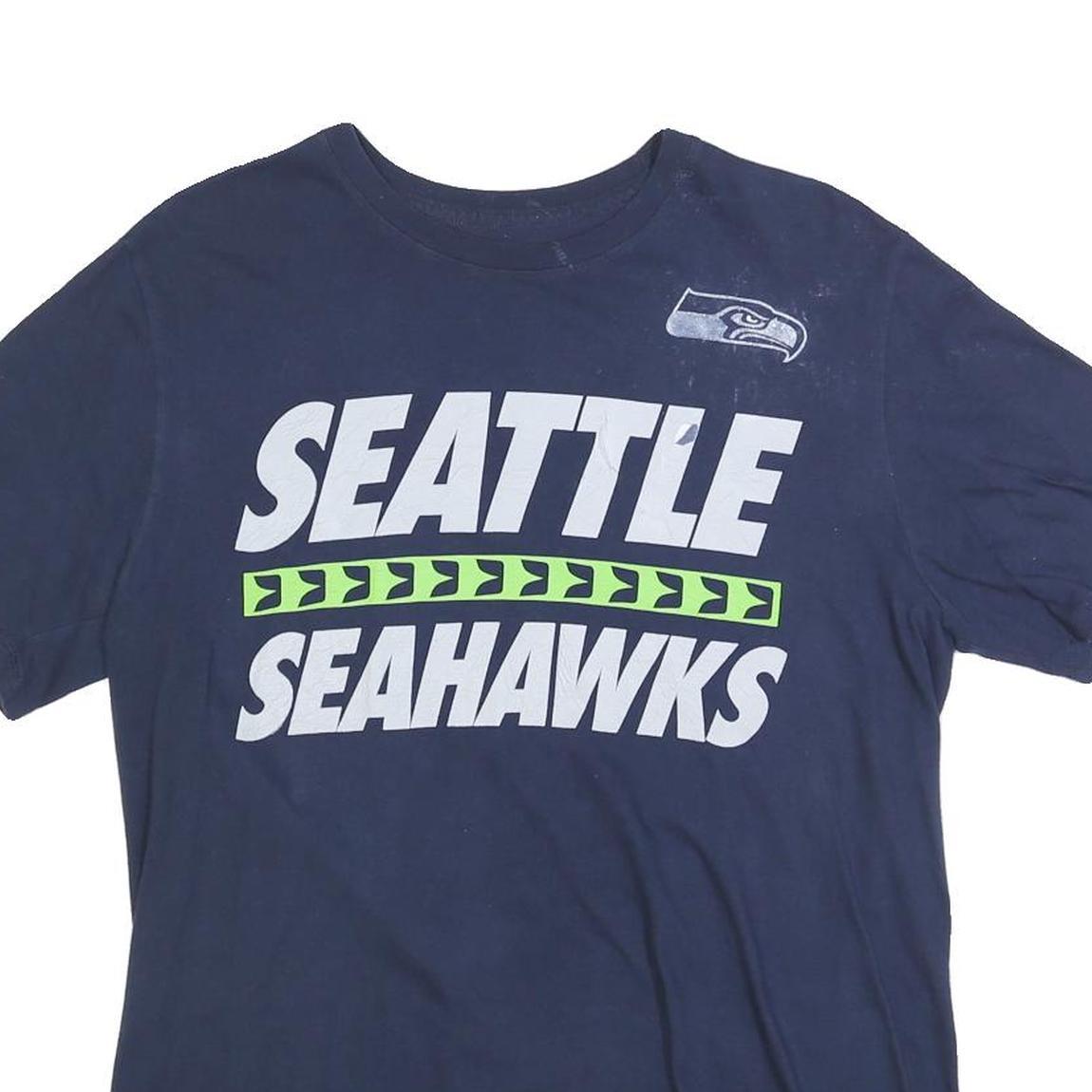 NIKE Mens Navy & Green Seattle Seahawks Graphic T-Shirt L Short Sleeve Crew Neck