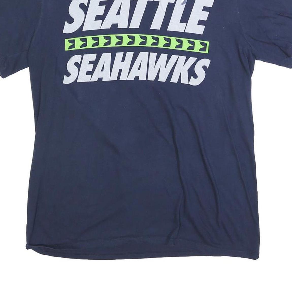 NIKE Mens Navy & Green Seattle Seahawks Graphic T-Shirt L Short Sleeve Crew Neck