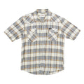 WRANGLER Mens Beige & Blue Checked Shirt S Cotton Short Sleeve Casual Western
