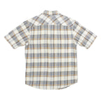 WRANGLER Mens Beige & Blue Checked Shirt S Cotton Short Sleeve Casual Western