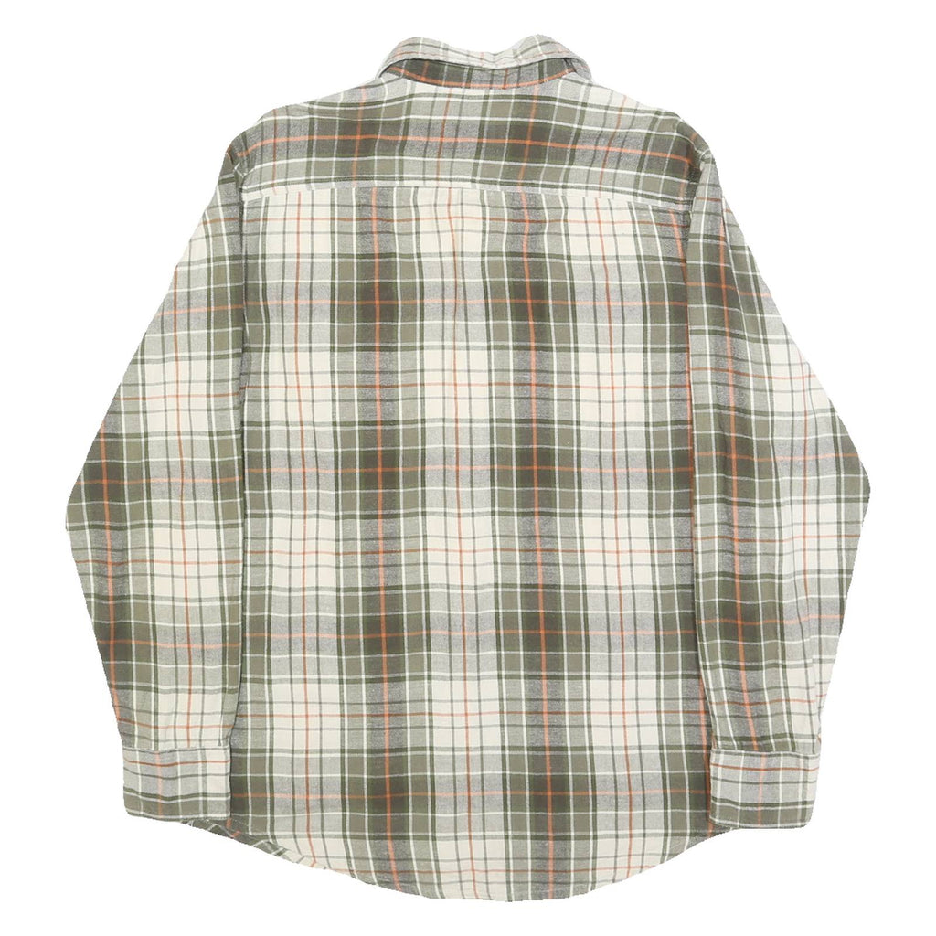 TIMBERLAND Mens Green & Cream Check Shirt M Cotton Casual Relaxed Fit Long