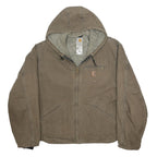CARHARTT Mens Brown 2XL Cotton Workwear Hooded Zip Jacket Plain Durable