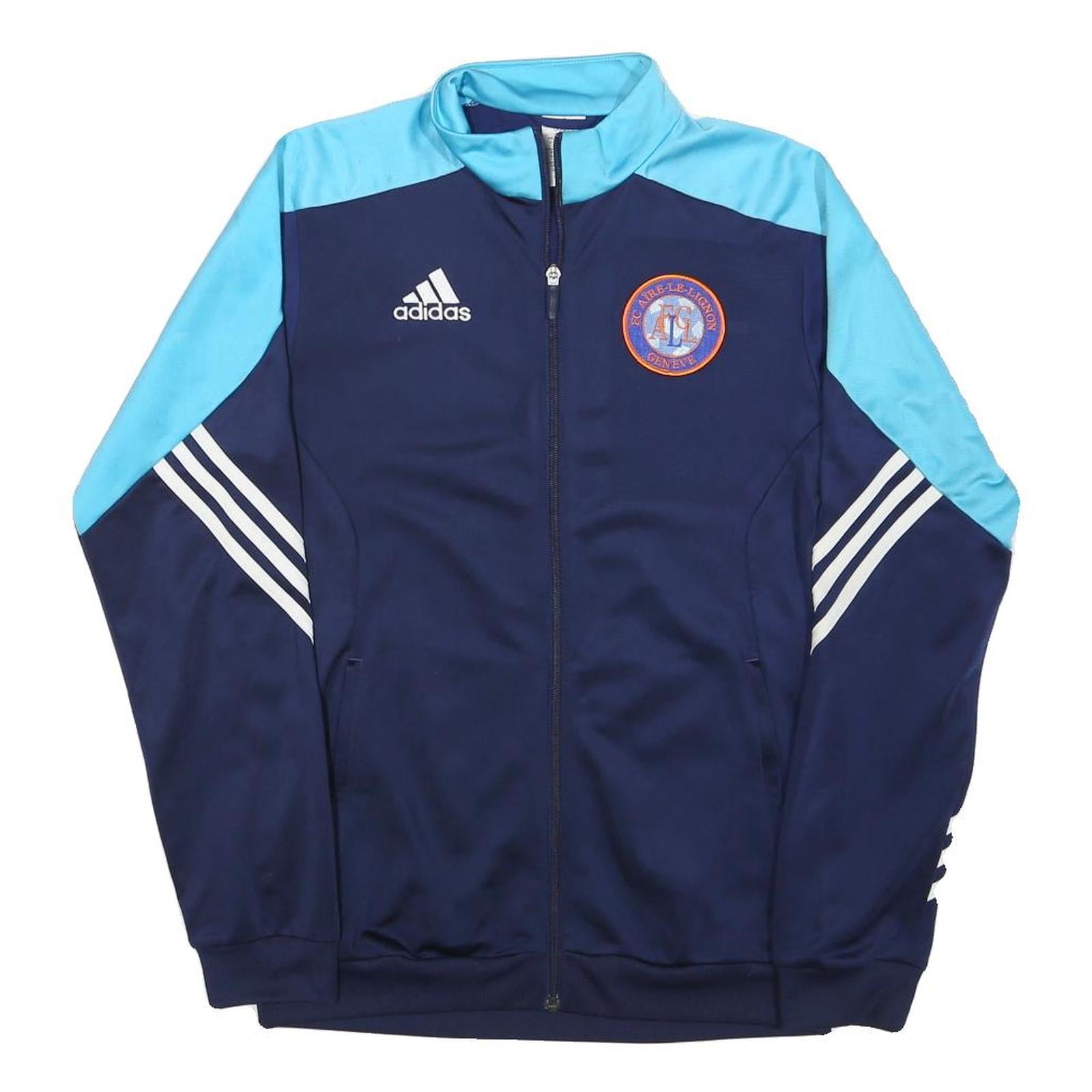 ADIDAS Mens Blue & Light Blue FC Aire-Le-Lignon Geneva Jacket S Polyester Blend