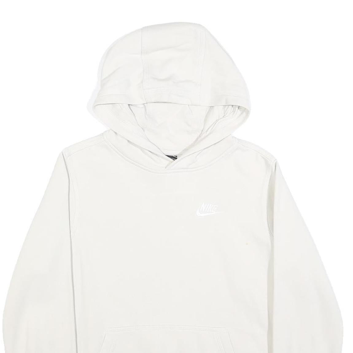 NIKE Womens White Hoodie XS Cotton Blend Pullover Lightweight Casual