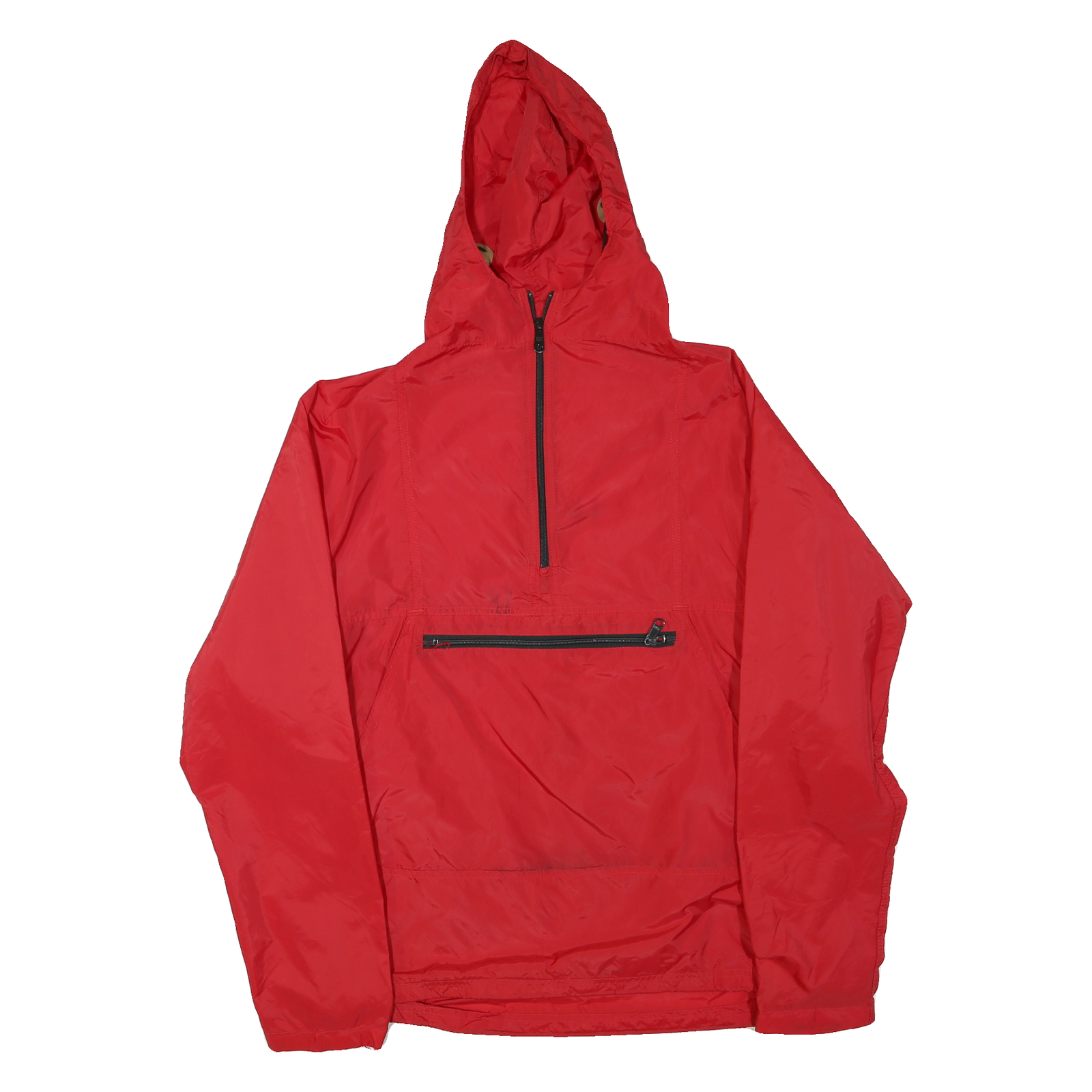 LL BEAN Mens Red Hooded Zip Jacket L Polyester Blend Plain Lightweight