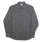 WRANGLER Mens Grey Plain Cotton Blend Shirt M Button Long Sleeve Casual Workwear