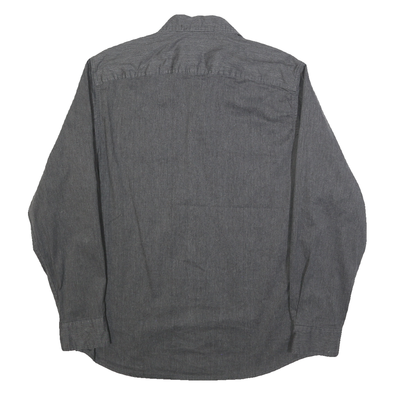 WRANGLER Mens Grey Plain Cotton Blend Shirt M Button Long Sleeve Casual Workwear