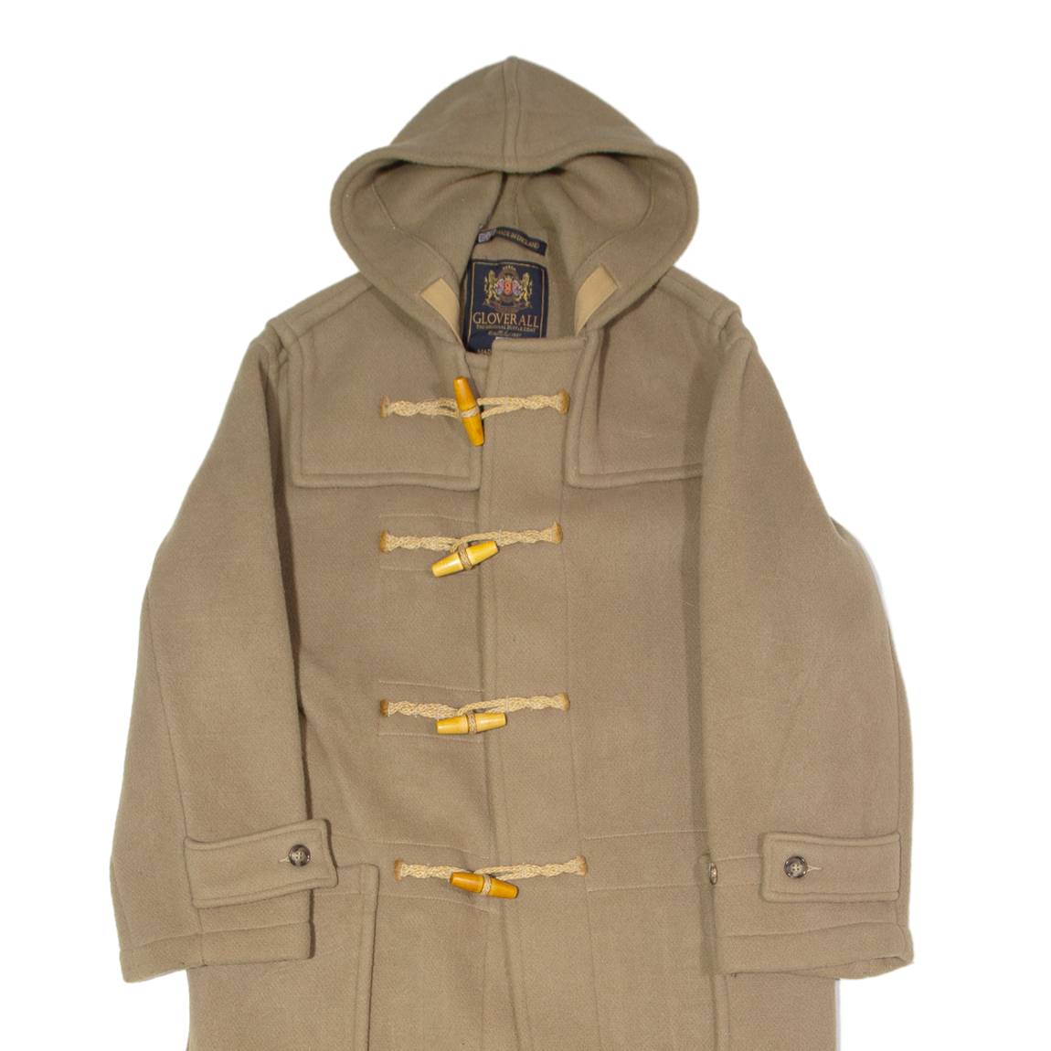 GLOVERALL Mens Duffle Coat Beige Wool XS