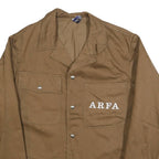 Mens Brown Button Cotton Jacket M Plain Workwear Durable Classic Fit