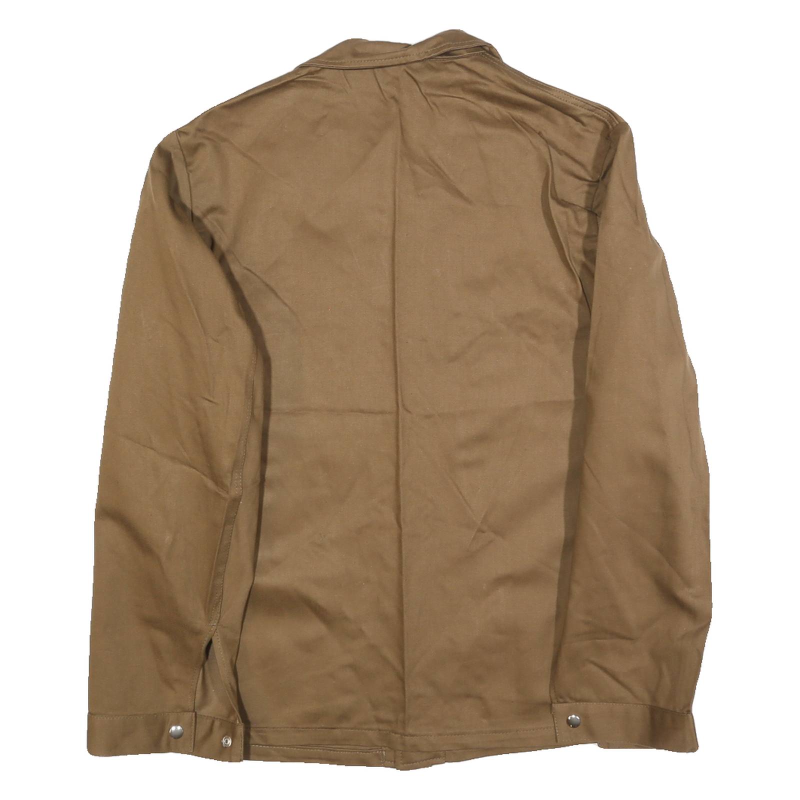 Mens Brown Button Cotton Jacket M Plain Workwear Durable Classic Fit