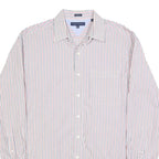 TOMMY HILFIGER Mens White Red Blue Striped Shirt L Classic Button Shirt