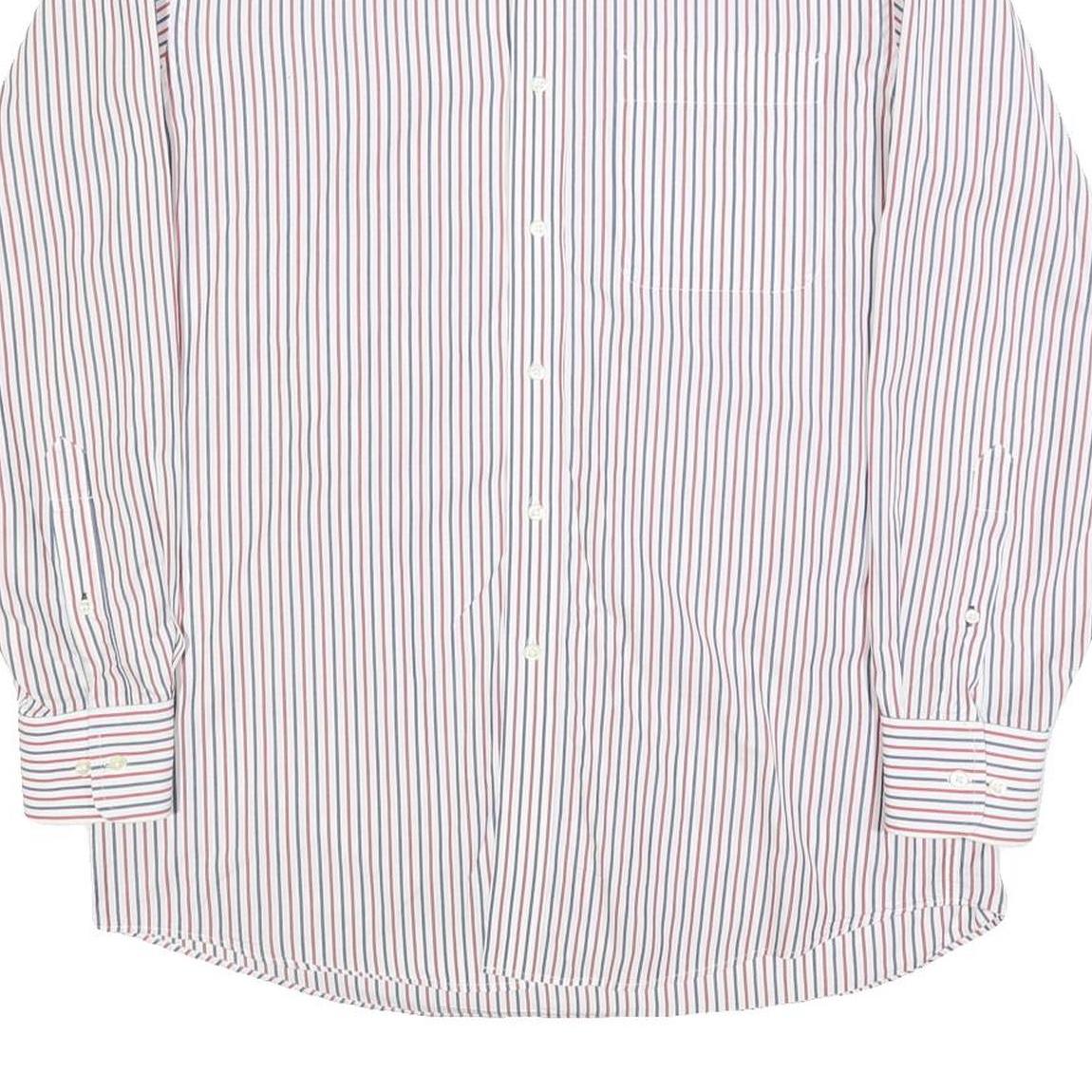 TOMMY HILFIGER Mens White Red Blue Striped Shirt L Classic Button Shirt