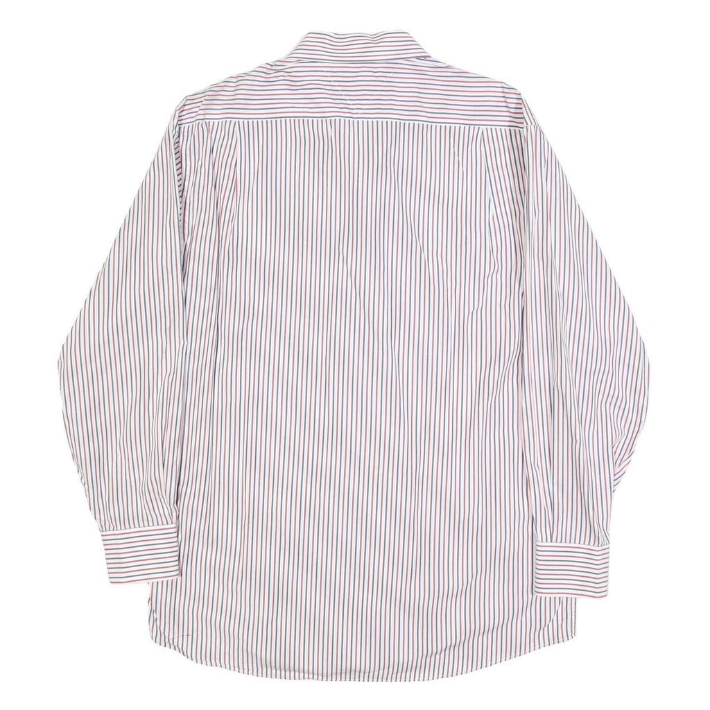TOMMY HILFIGER Mens White Red Blue Striped Shirt L Classic Button Shirt