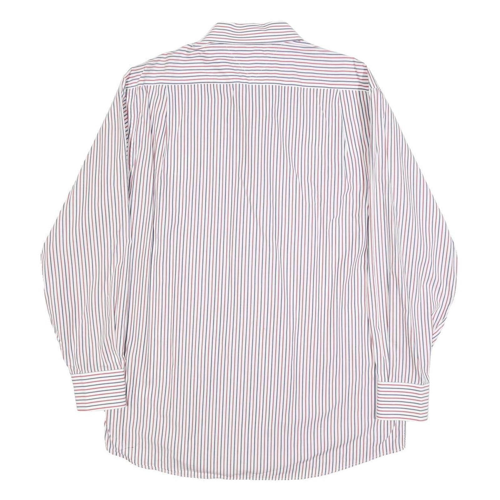 TOMMY HILFIGER Mens White Red Blue Striped Shirt L Classic Button Shirt