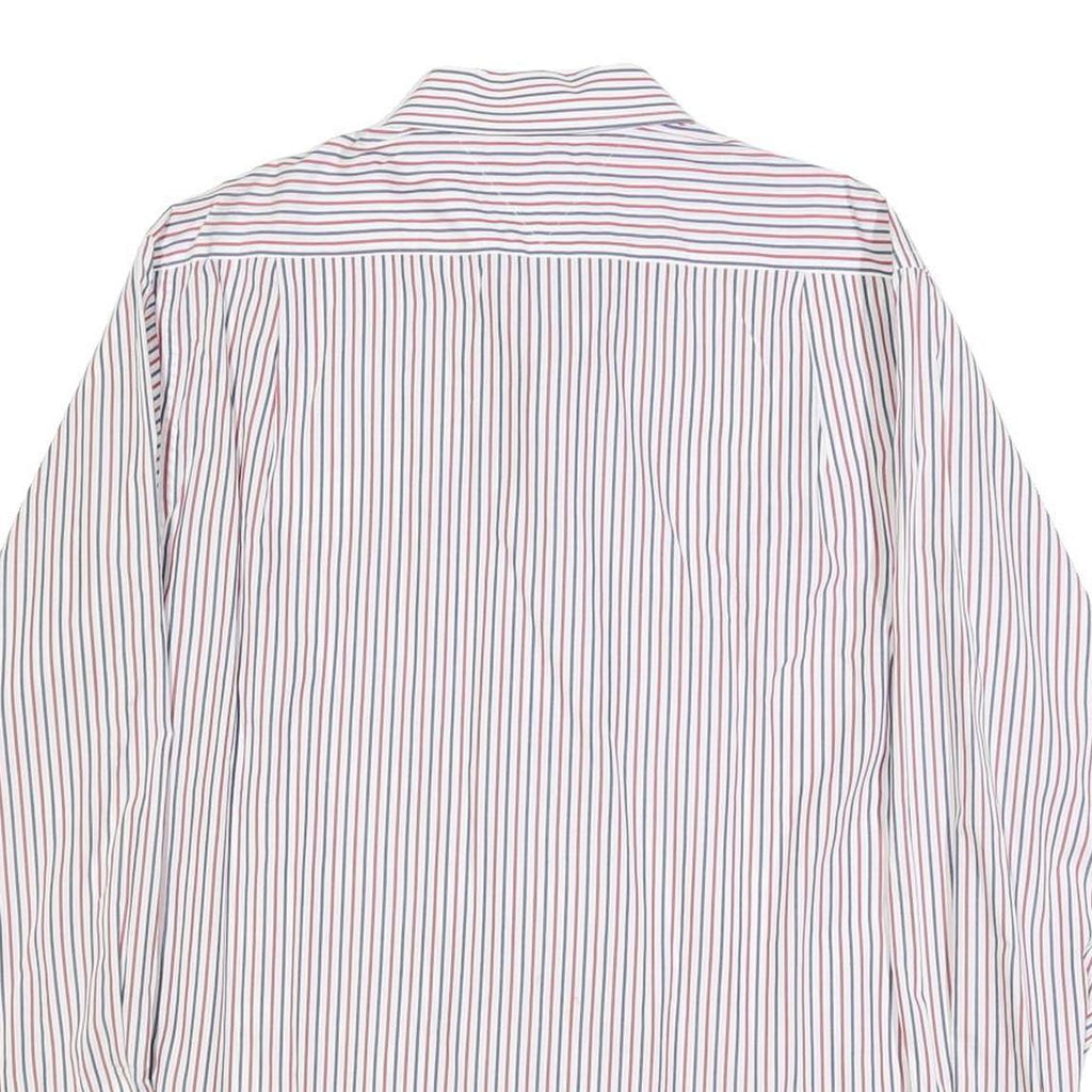TOMMY HILFIGER Mens White Red Blue Striped Shirt L Classic Button Shirt