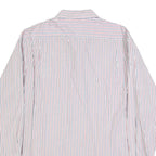 TOMMY HILFIGER Mens White Red Blue Striped Shirt L Classic Button Shirt