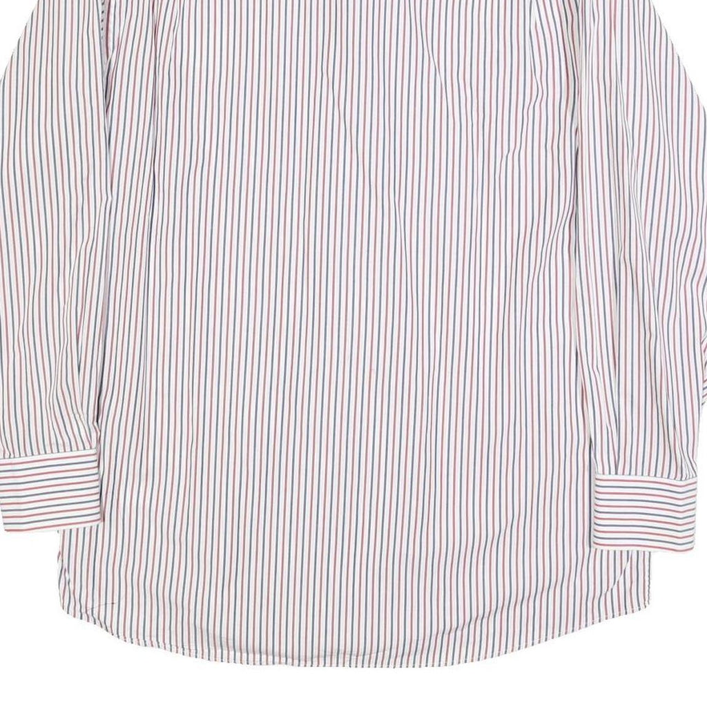 TOMMY HILFIGER Mens White Red Blue Striped Shirt L Classic Button Shirt