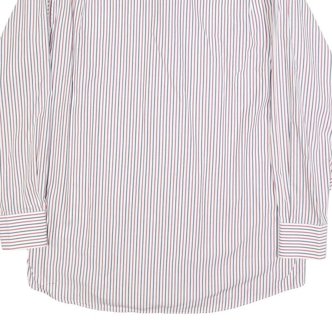 TOMMY HILFIGER Mens White Red Blue Striped Shirt L Classic Button Shirt