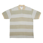 FILA Mens Beige & Cream Striped Short Sleeve Polo Shirt L Cotton Comfortable