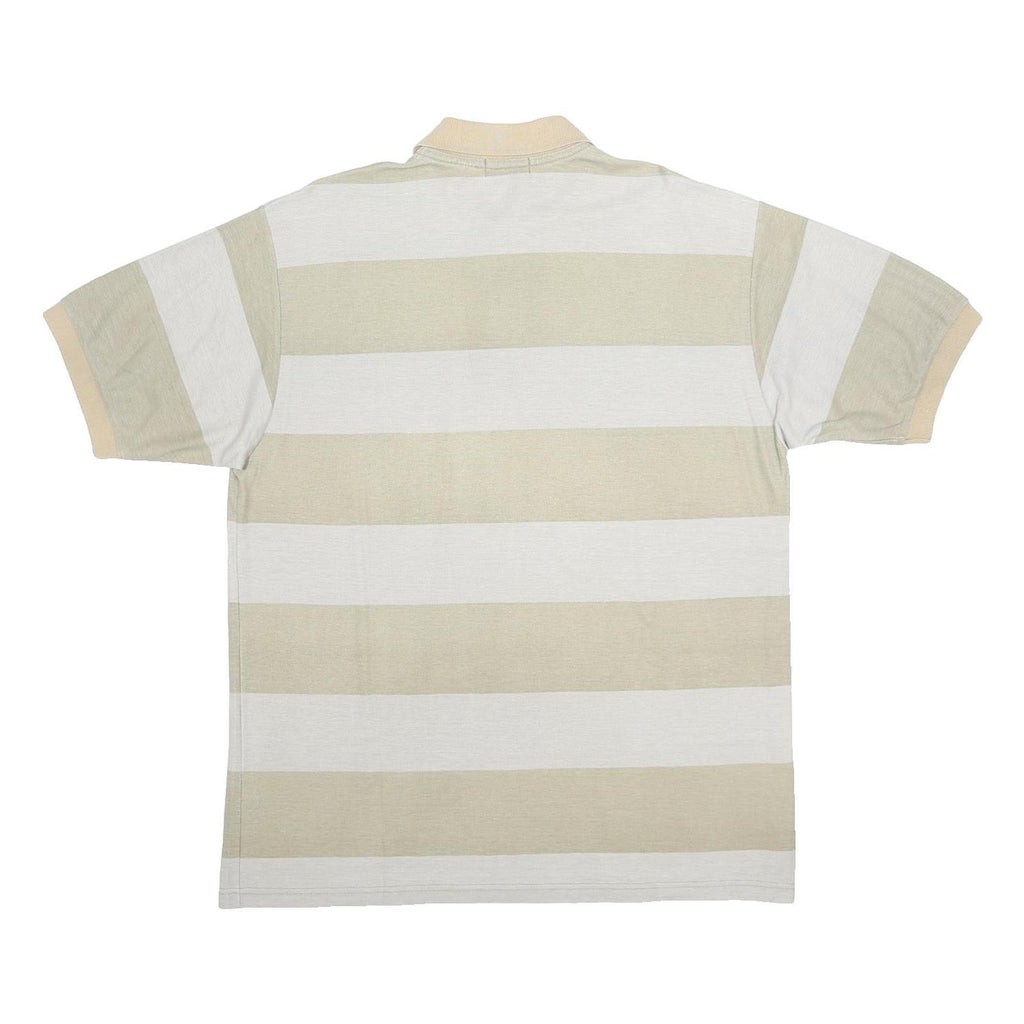 FILA Mens Beige & Cream Striped Short Sleeve Polo Shirt L Cotton Comfortable