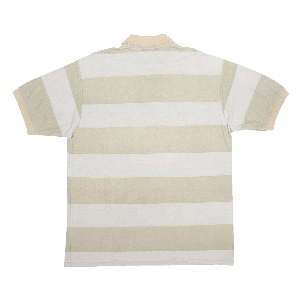 FILA Mens Beige & Cream Striped Short Sleeve Polo Shirt L Cotton Comfortable