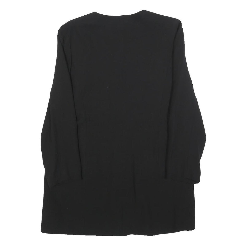 THERESE BAUMAIRE Womens Black Wool Blend Round Neck Jacket M Plain Button