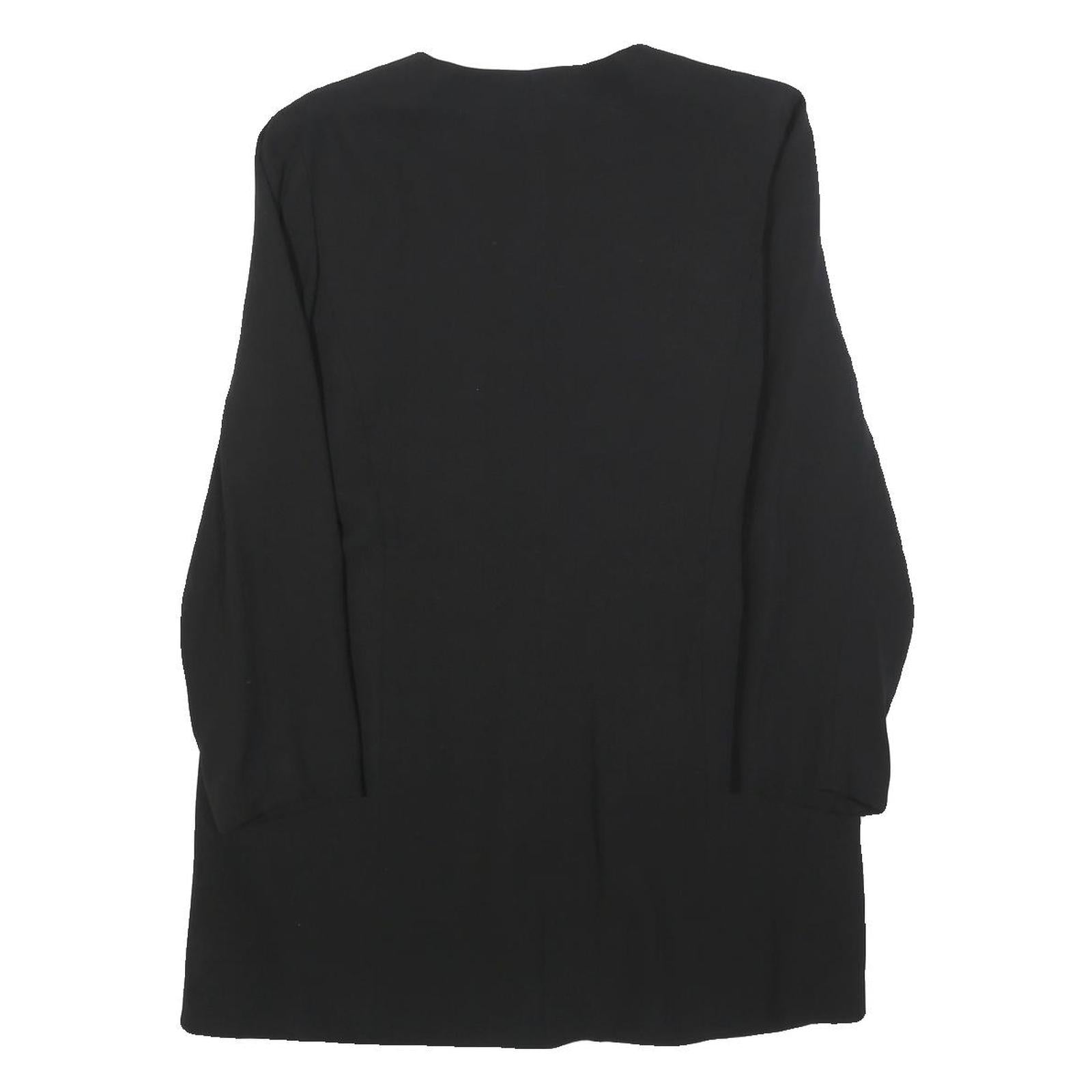 THERESE BAUMAIRE Womens Black Wool Blend Round Neck Jacket M Plain Button