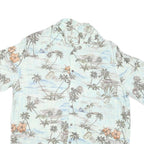 BATICK BAY Mens Blue & Brown Hawaiian Shirt L Cotton Blend Lightweight Casual