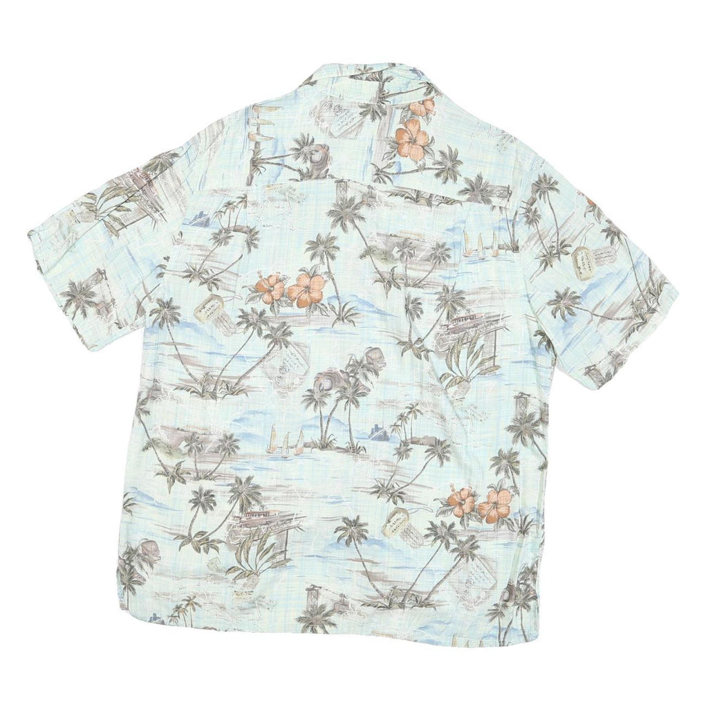 BATICK BAY Mens Blue & Brown Hawaiian Shirt L Cotton Blend Lightweight Casual