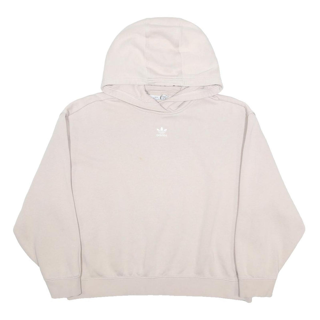 ADIDAS Womens Beige Hoodie M Cotton Blend Casual Pullover Sweatshirt
