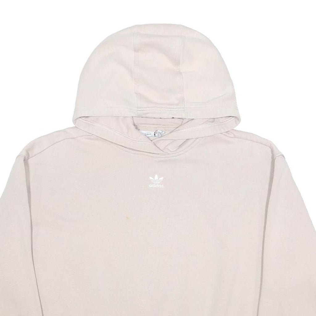 ADIDAS Womens Beige Hoodie M Cotton Blend Casual Pullover Sweatshirt