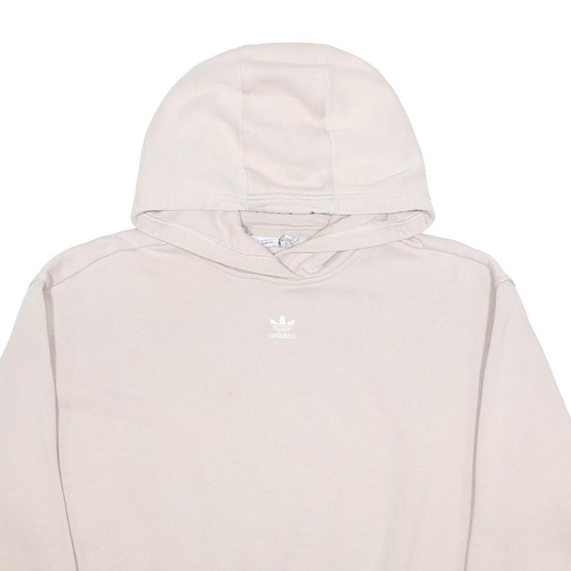 ADIDAS Womens Beige Hoodie M Cotton Blend Casual Pullover Sweatshirt