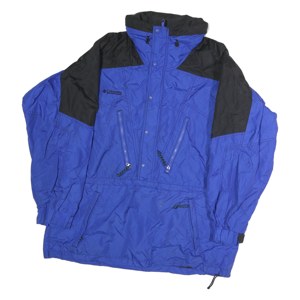 COLUMBIA Mens Blue & Black Outdoor Jacket L Polyester Zip Plain Lightweight