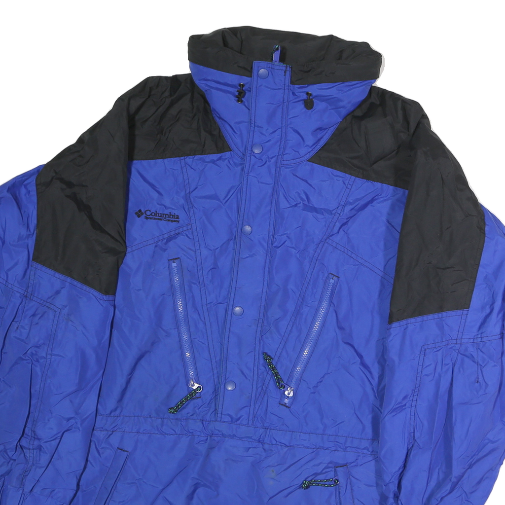 COLUMBIA Mens Blue & Black Outdoor Jacket L Polyester Zip Plain Lightweight