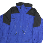 COLUMBIA Mens Blue & Black Outdoor Jacket L Polyester Zip Plain Lightweight